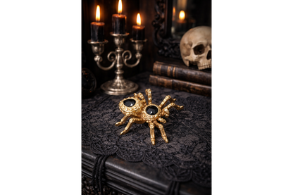 Gold Spider Resin Ornament Jewel Gem Halloween Tarantula Figurine