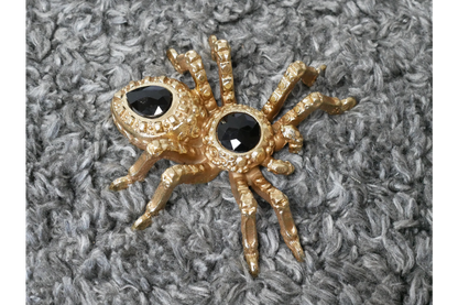 Gold Spider Resin Ornament Jewel Gem Halloween Tarantula Figurine