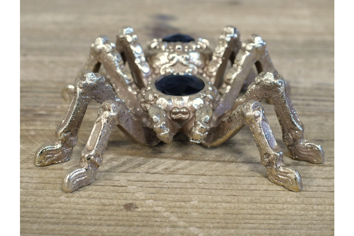 Gold Spider Resin Ornament Jewel Gem Halloween Tarantula Figurine