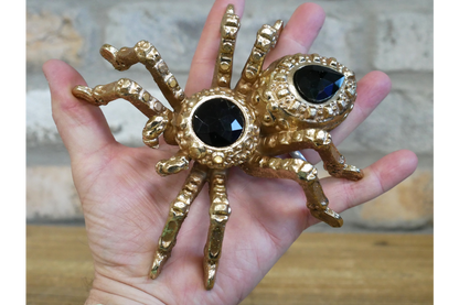 Gold Spider Resin Ornament Jewel Gem Halloween Tarantula Figurine