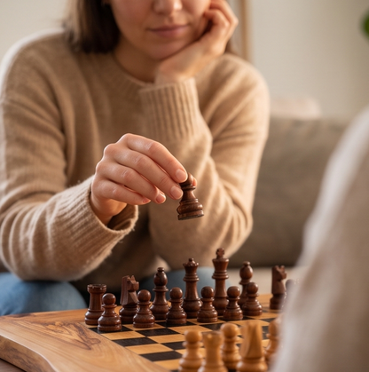 Handcrafted Olive Wood Chess Set – Premium Flat Wooden Chess Board (Multiple Sizes Available)