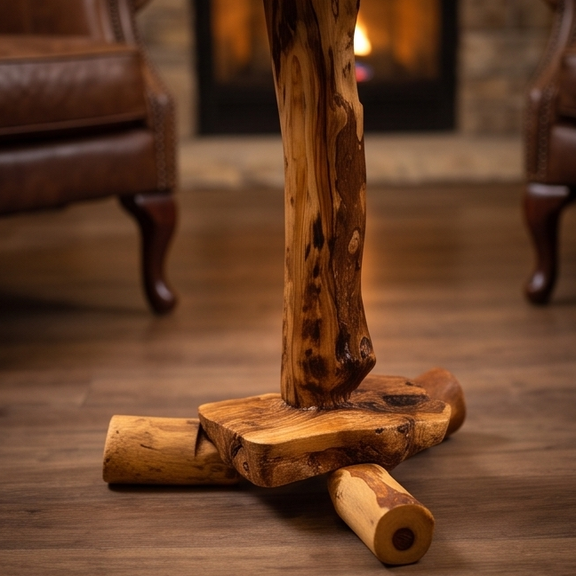 Luxury Rectangular Olive Wood Chess Table - Freeform Pedestal Game Table 80cm