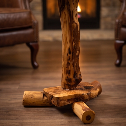 Luxury Rectangular Olive Wood Chess Table - Freeform Pedestal Game Table 80cm