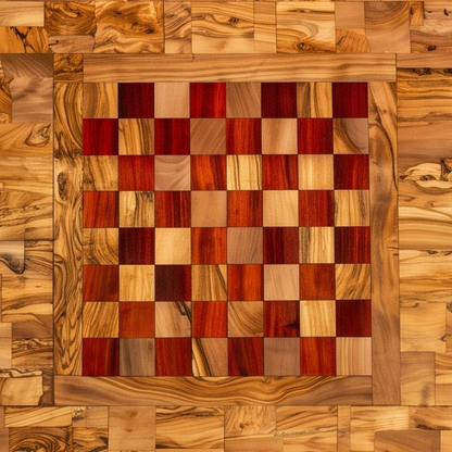 Olive Wood Handcrafted Rectangular End Grain Living Room Chess Coffee Table With Drawer