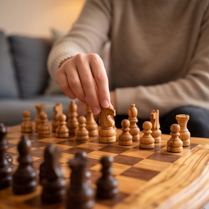 Luxury Square Olive Wood Chess Table - Elegant Handcrafted Side Table 45x45cm