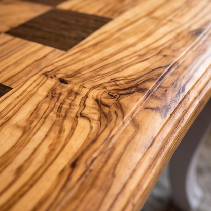 Luxury Square Olive Wood Chess Table - Elegant Handcrafted Side Table 45x45cm