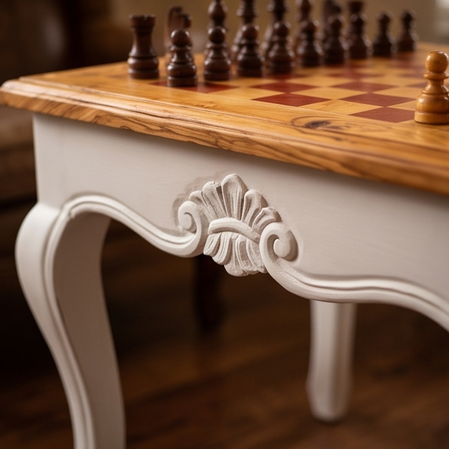 Luxury Square Olive Wood Chess Table - Elegant Handcrafted Side Table 45x45cm