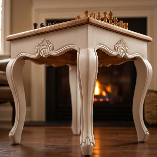 Luxury Square Olive Wood Chess Table - Elegant Handcrafted Side Table 45x45cm