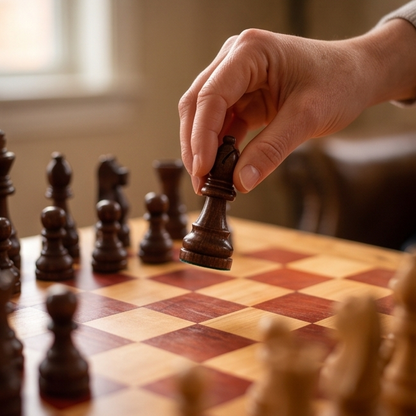 Luxury Square Olive Wood Chess Table - Elegant Handcrafted Side Table 45x45cm