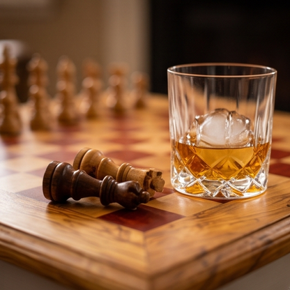 Luxury Square Olive Wood Chess Table - Elegant Handcrafted Side Table 45x45cm