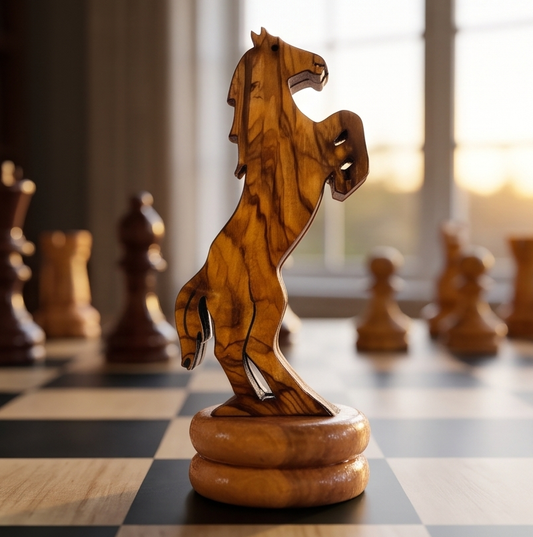 Handcrafted Olive Wood Chess Pieces Set of 32 - Wooden Chessmen