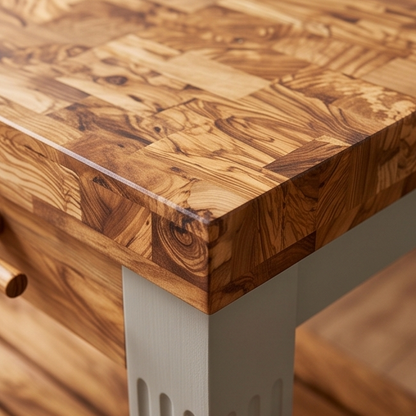Premium Wooden Kitchen Island Cart - Compact Butcher Block Prep Station Table