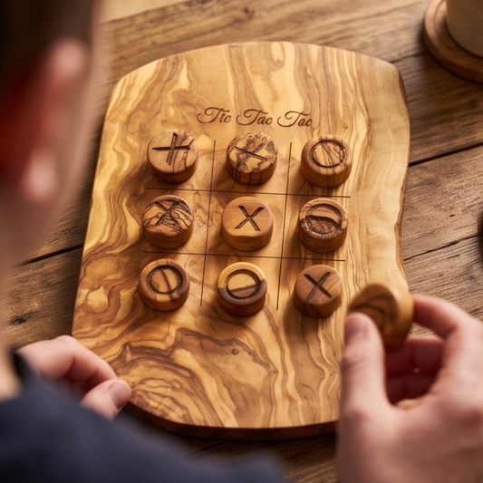 TIC TAC TOE/Noughts And Crosses Game Wooden Kids Toy | Olive Wood | Regular Or Irregular Shape
