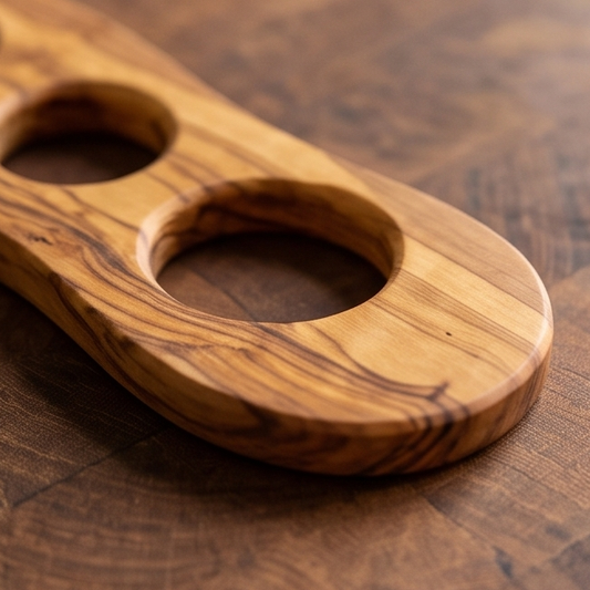 Handcrafted Olive Wood Spaghetti Measure - 4 Hole Pasta Portioning Gadget