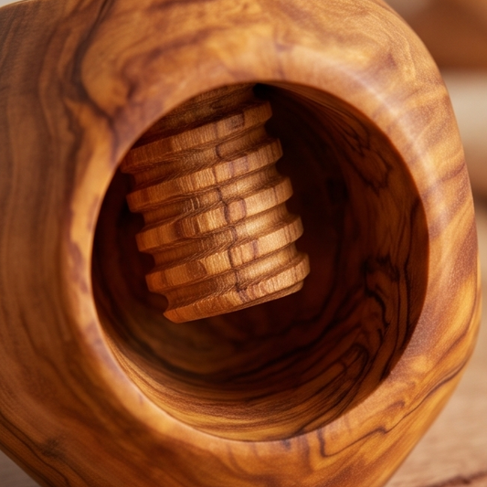 Olive Wood Mushroom Nutcracker | Wooden Screw Thread Manual Nut Breaker Tool