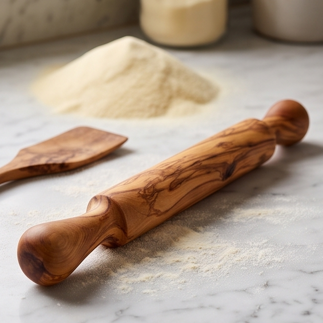 Rouleau à pâtisserie professionnel en bois d'olivier | Rouleau à pâte traditionnel en bois dur