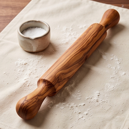 Rouleau à pâtisserie professionnel en bois d'olivier | Rouleau à pâte traditionnel en bois dur