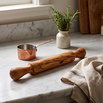 Rouleau à pâtisserie professionnel en bois d'olivier | Rouleau à pâte traditionnel en bois dur