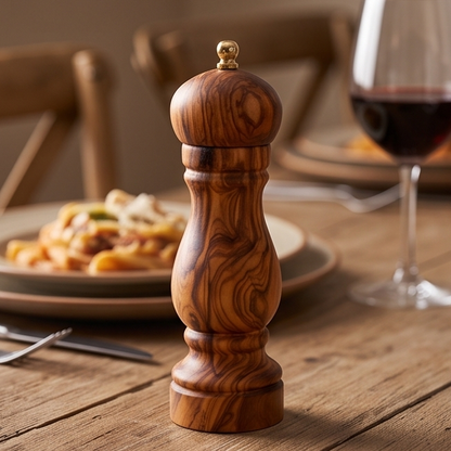 Moulin à épices en bois d'olivier | Moulin traditionnel à sel, poivre et herbes en bois
