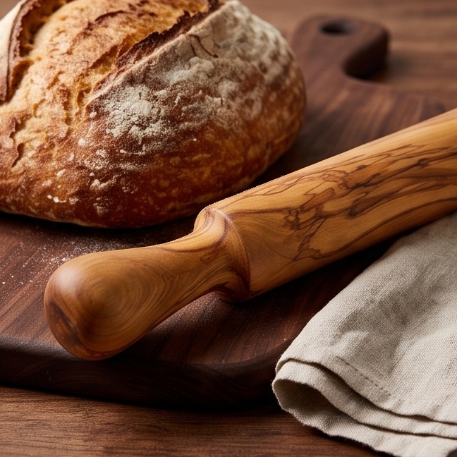 Rouleau à pâtisserie professionnel en bois d'olivier | Rouleau à pâte traditionnel en bois dur