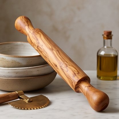 Rouleau à pâtisserie professionnel en bois d'olivier | Rouleau à pâte traditionnel en bois dur