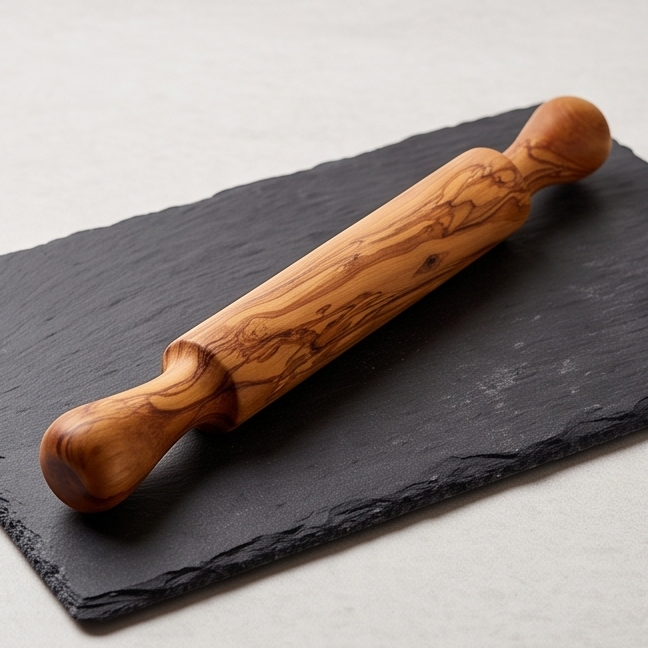 Rouleau à pâtisserie professionnel en bois d'olivier | Rouleau à pâte traditionnel en bois dur