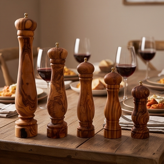Olive Wood Spice Grinder Mill | Traditional Wooden Salt & Pepper Herb Shaker