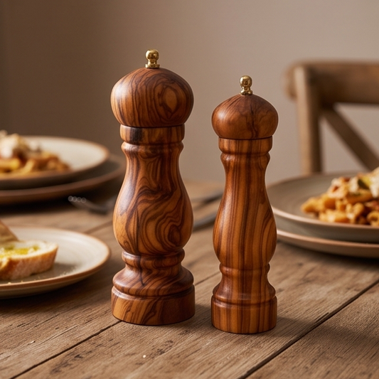 Olive Wood Spice Grinder Mill | Traditional Wooden Salt & Pepper Herb Shaker