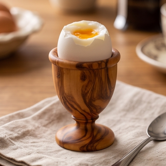 Olive Wood Egg Cup | Wooden Soft Boiled Egg Holder Breakfast Serving Stand