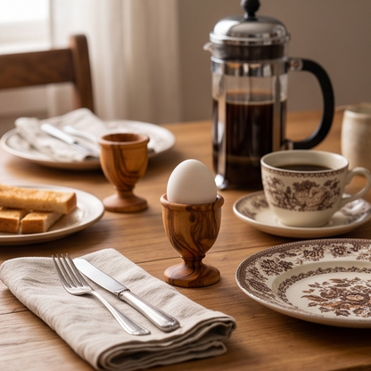 Coquetier en bois d'olivier | Support de petit-déjeuner en bois pour œuf à la coque