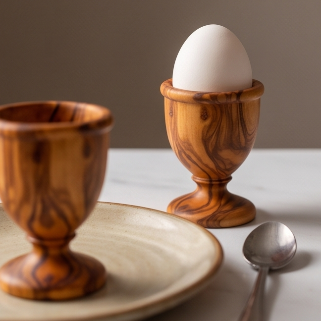 Coquetier en bois d'olivier | Support de petit-déjeuner en bois pour œuf à la coque