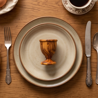 Coquetier en bois d'olivier | Support de petit-déjeuner en bois pour œuf à la coque