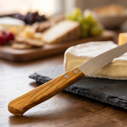 Couteau à fromage avec manche en bois premium et pointe à fourchette | Acier inoxydable
