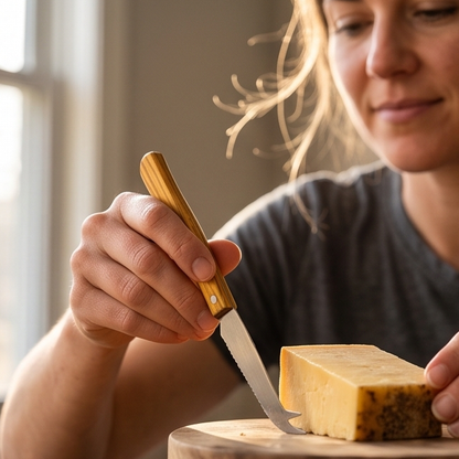 Couteau à fromage avec manche en bois premium et pointe à fourchette | Acier inoxydable