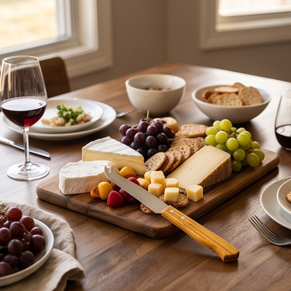 Couteau à fromage avec manche en bois premium et pointe à fourchette | Acier inoxydable