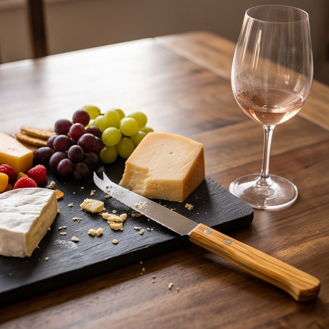 Couteau à fromage avec manche en bois premium et pointe à fourchette | Acier inoxydable