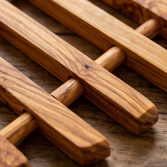 Handcrafted Fish Bone Olive Wood Trivet (21x18 cm) | Hot Pad