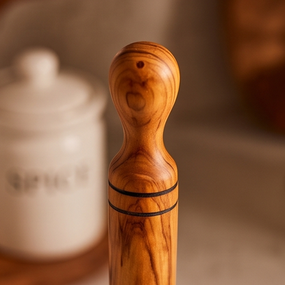 Porte-essuie-tout en bois d'olivier fait main (30 cm) | Dévidoir sur pied