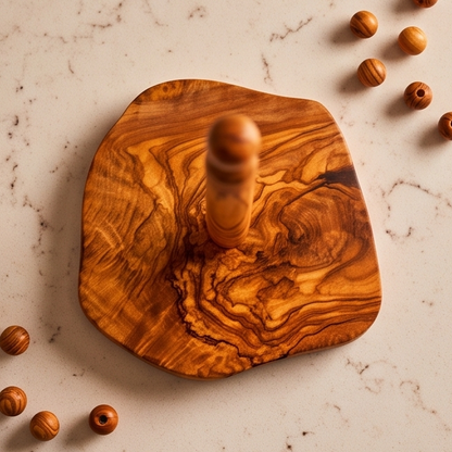 Porte-essuie-tout en bois d'olivier fait main (30 cm) | Dévidoir sur pied