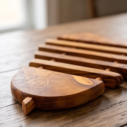 Sous-plat en bois d'olivier fait main (21x18 cm) | Repose-plat
