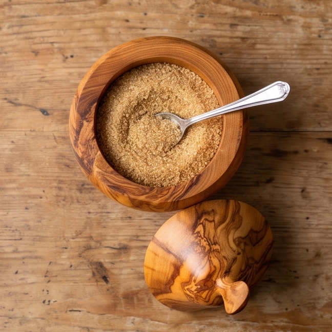 Sucrier et pot à épices artisanal en bois d'olivier en forme de poire (12 cm)