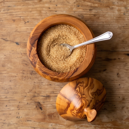 Sucrier et pot à épices artisanal en bois d'olivier en forme de poire (12 cm)