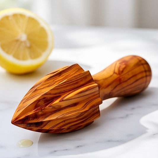 Handcrafted Olive Wood Lemon Squeezer & Citrus Reamer | Wooden Juicer