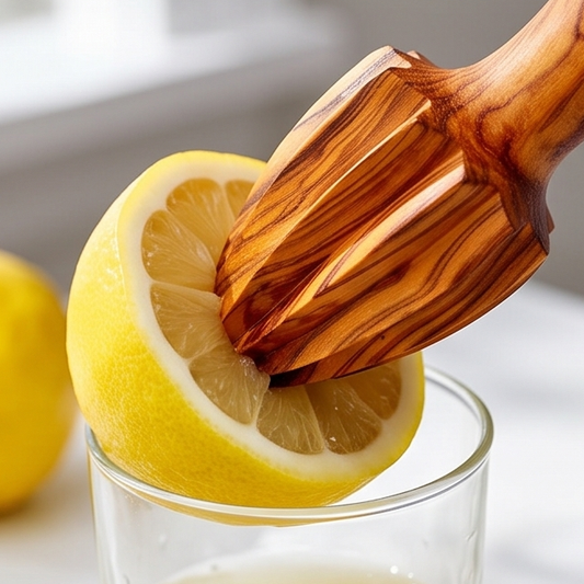 Handcrafted Olive Wood Lemon Squeezer & Citrus Reamer | Wooden Juicer