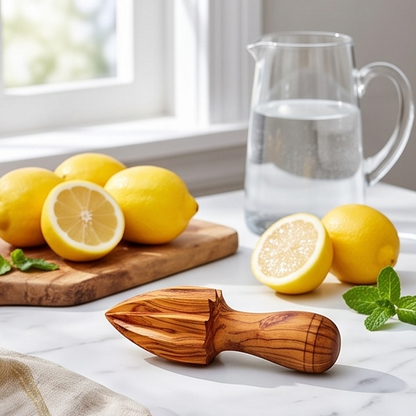 Presse-citron en bois d'olivier fabriqué à la main | Presse-agrumes en bois