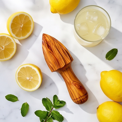Presse-citron en bois d'olivier fabriqué à la main | Presse-agrumes en bois