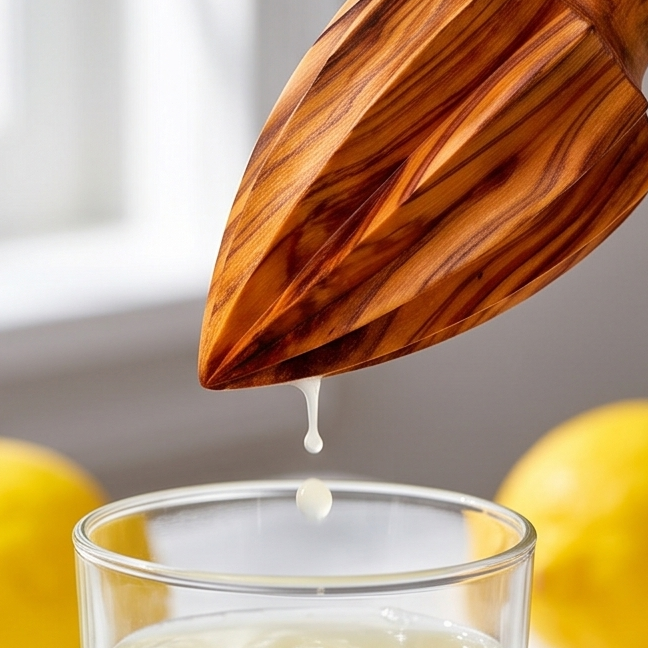 Presse-citron en bois d'olivier fabriqué à la main | Presse-agrumes en bois