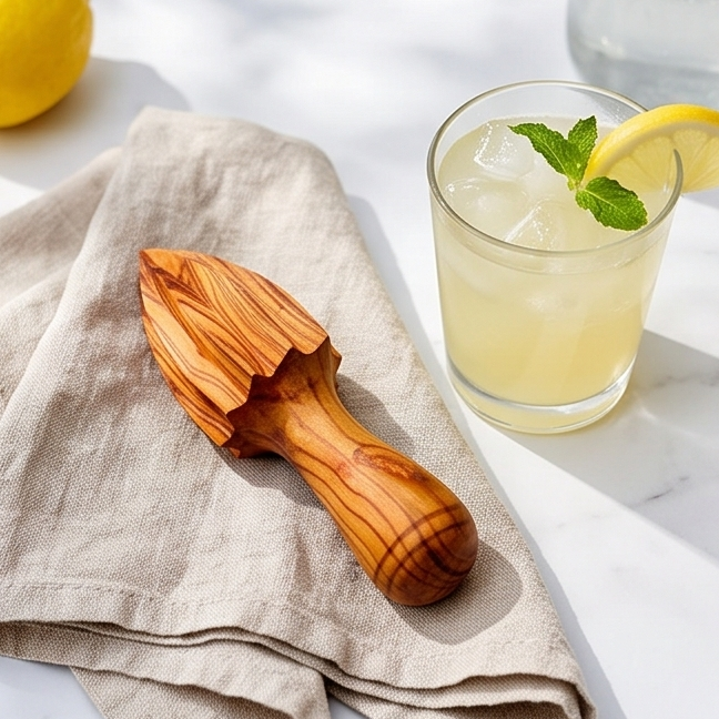 Presse-citron en bois d'olivier fabriqué à la main | Presse-agrumes en bois