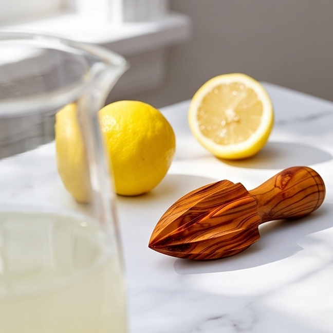 Presse-citron en bois d'olivier fabriqué à la main | Presse-agrumes en bois