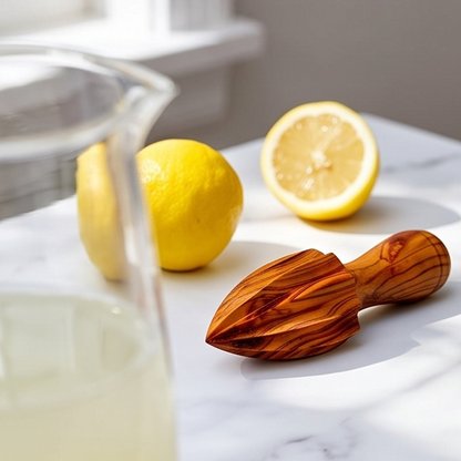 Presse-citron en bois d'olivier fabriqué à la main | Presse-agrumes en bois